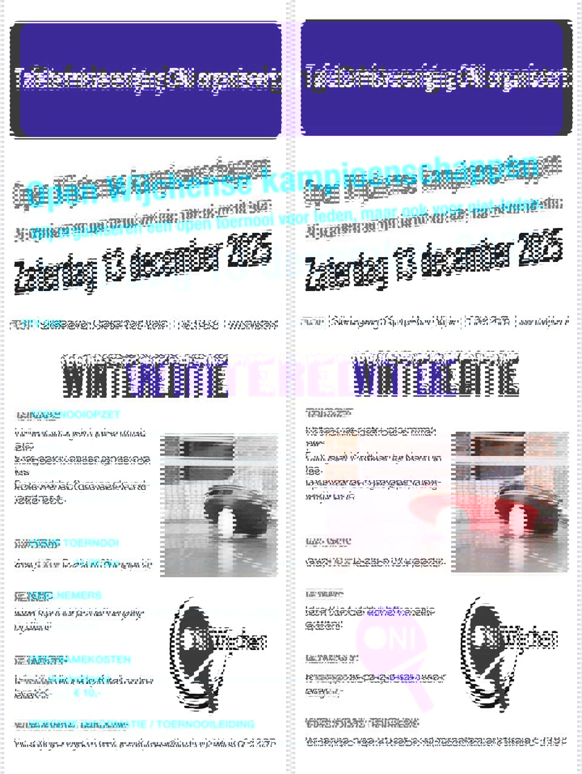 Zat 13 Dec 2025 Winter Editie ONI Open